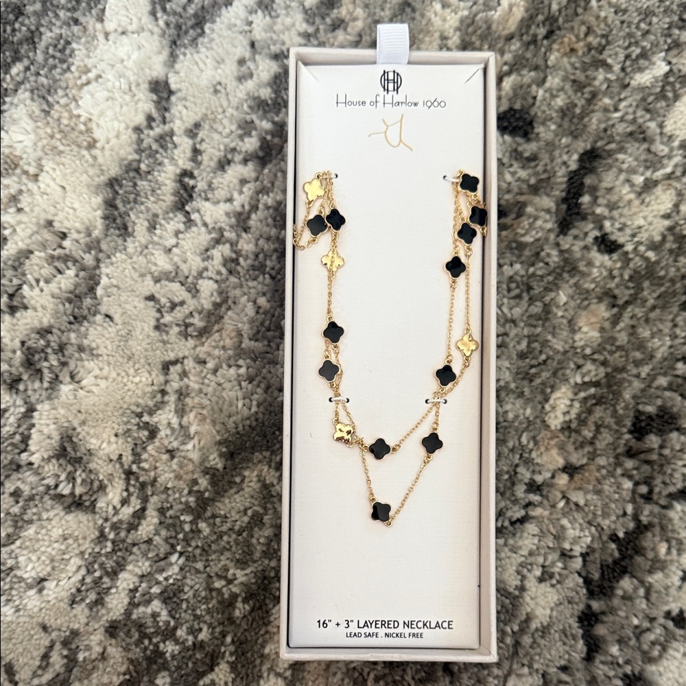 House of Harlow 1960 Gold and Black Beaded Necklace